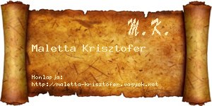 Maletta Krisztofer névjegykártya